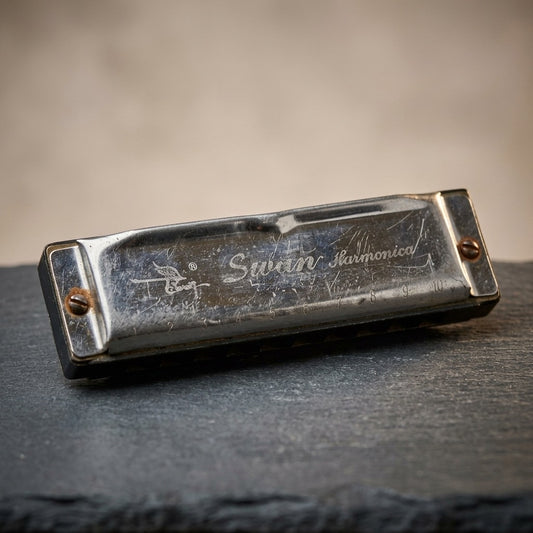 Vintage Swan 10-Hole Diatonic Harmonica — Key of C Blues Harp — main view