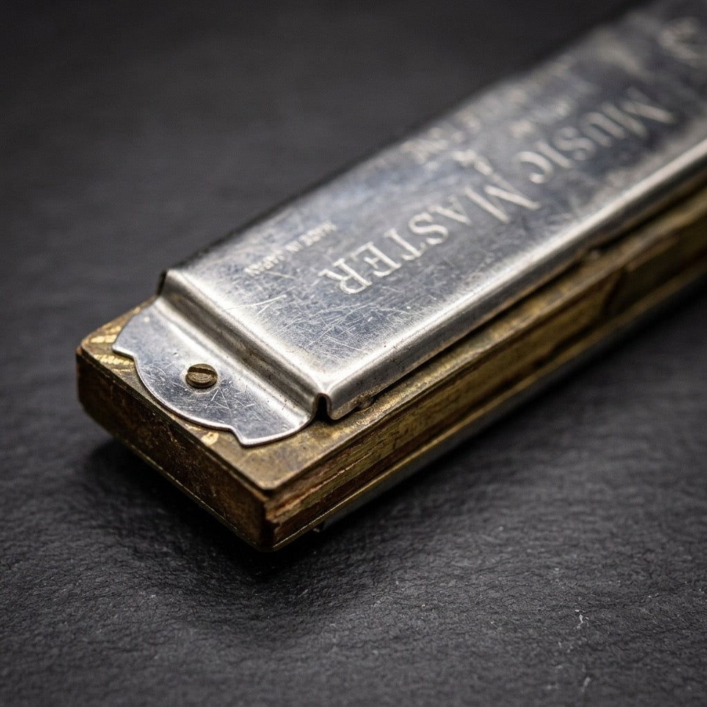 Vintage Music Master 10-Hole Diatonic Harmonica — Folk & Blues Harp — detail view