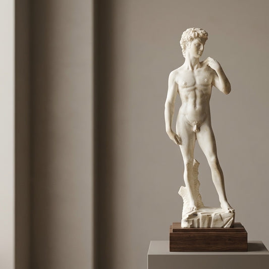 Michelangelo’s David Statue Replica — Classical Sculpture Figurine with Marble Base — main view