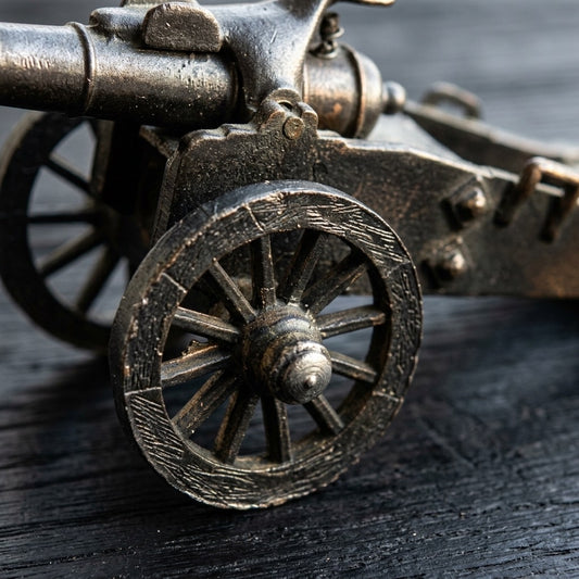 Vintage Cast Iron Cannon Miniature — Decorative Desk Model — main view