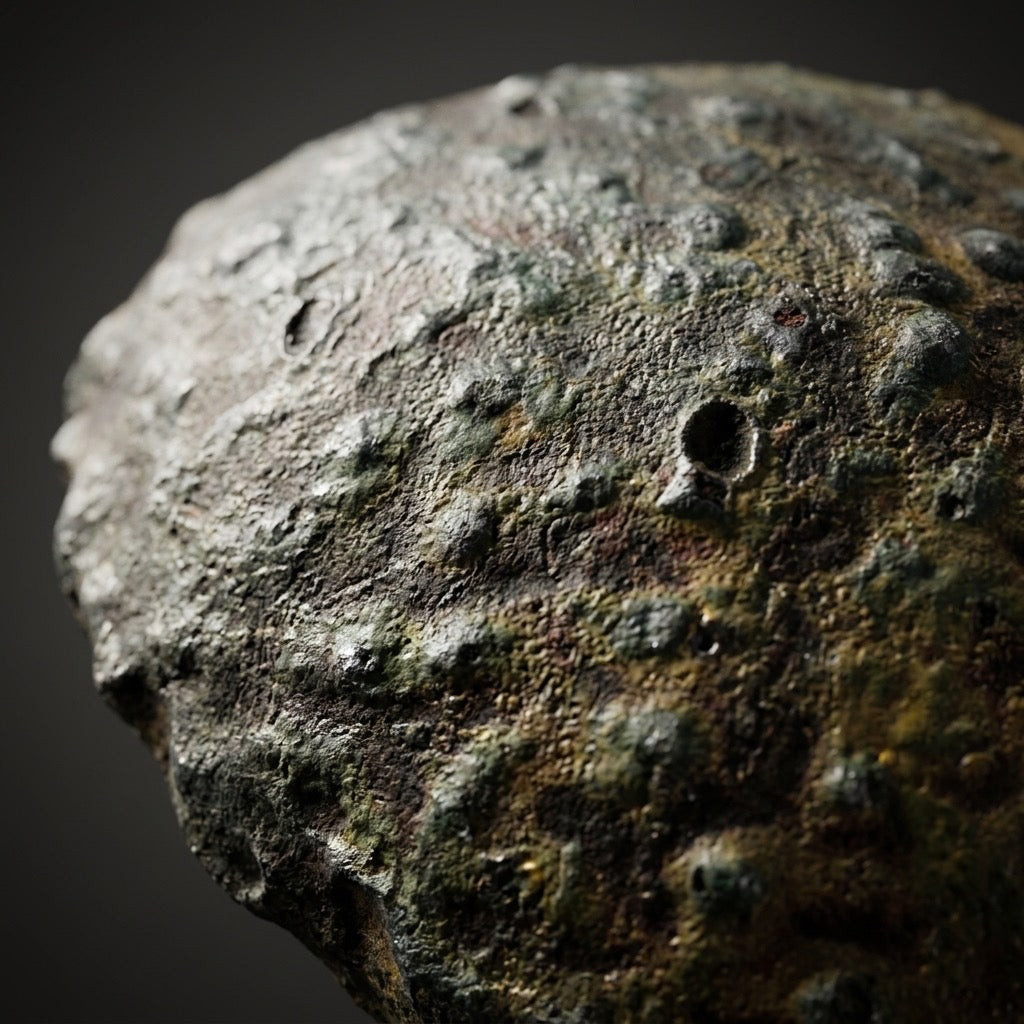 Vintage “The Lava Egg” Raku Fired Pottery Sculpture by Dan Skinner — Wailuku, Hawaii — detail view