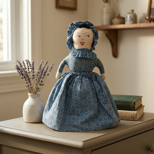Vintage Handmade Topsy Turvy Cloth Doll — Reversible Folk Toy — main view
