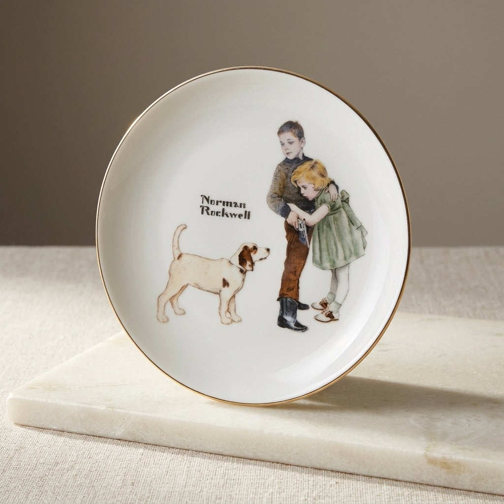 Norman Rockwell Puppy Love Collector Plate — Americana Decorative Art — main view