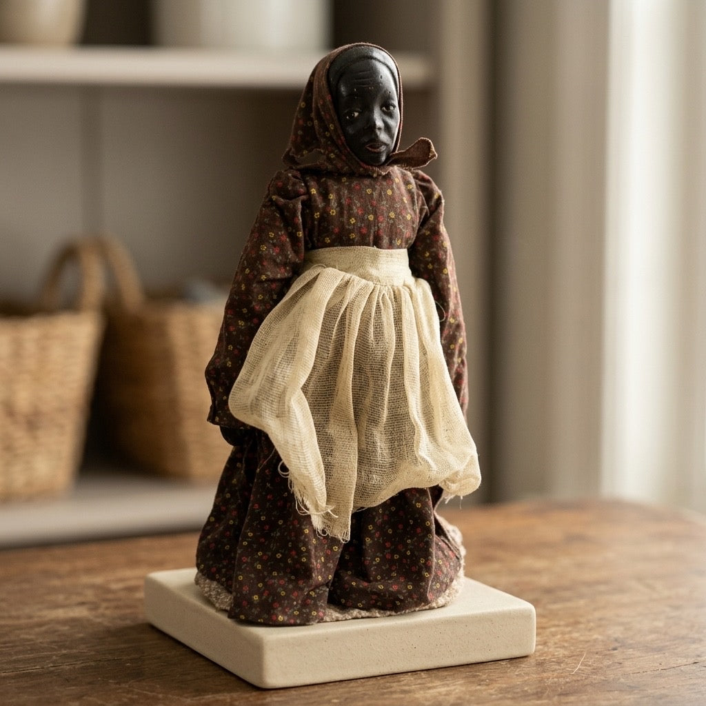 Vintage Black Americana Composition Folk Art Doll — Antique Doll Collectible — main view