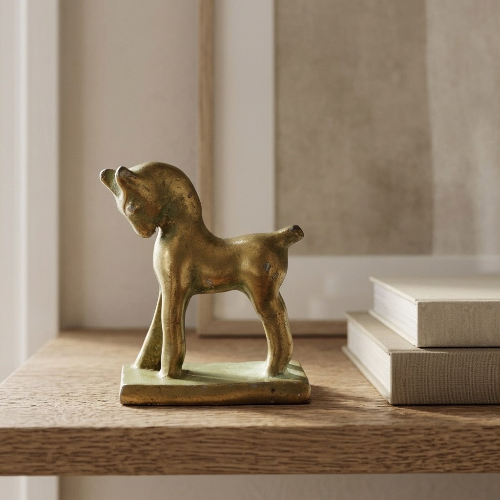 Vintage Brass Horse Foal Figurine — detail view