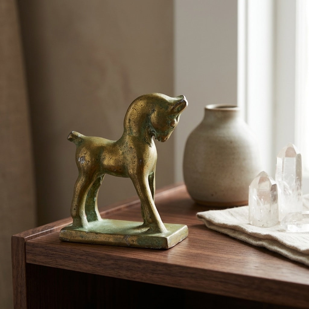 Vintage Brass Horse Foal Figurine — detail view