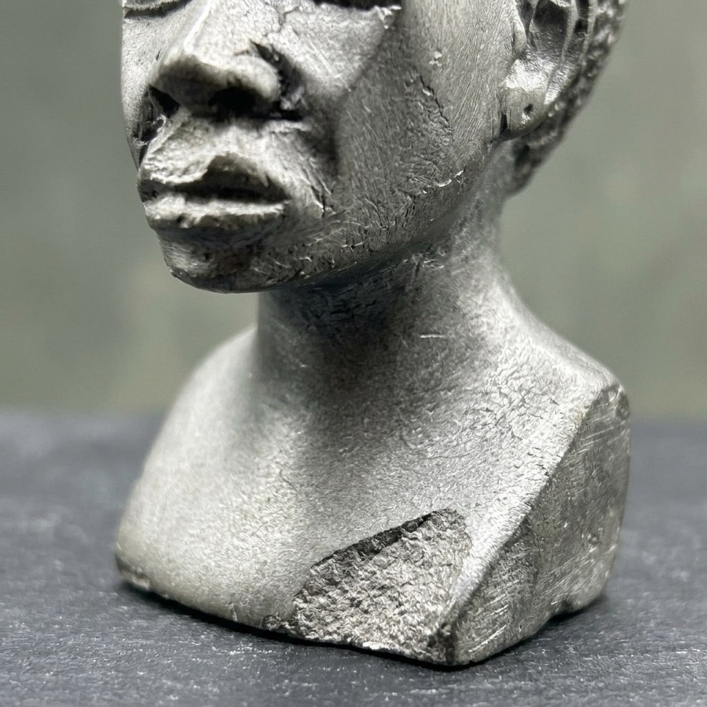 Vintage African Male Head Bust Sculpture — detail view