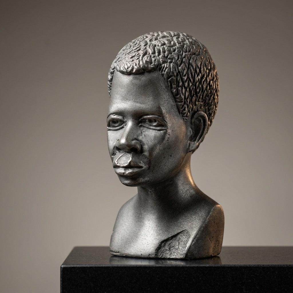 Vintage African Male Head Bust Sculpture — main view