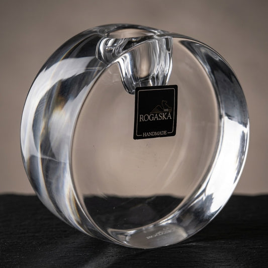 Rogaska Handmade Crystal Votive Candle Holder — Solid Disc Form, Original Label — main view