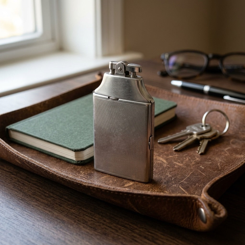 Ronson Mastercase Combination Lighter & Cigarette Case — Chrome, Engine-Turned Interior — main view