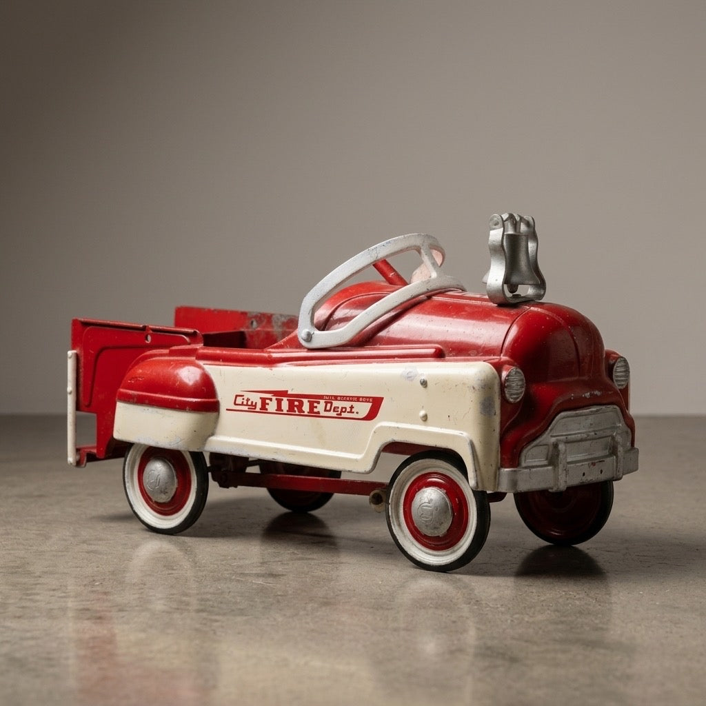 Murray City Fire Department Pedal Car — Vintage Steel, Original Bell — main view