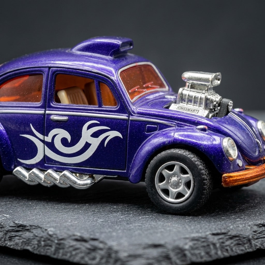 Kinsmart Volkswagen Beetle Dragster Pullback Toy — detail view