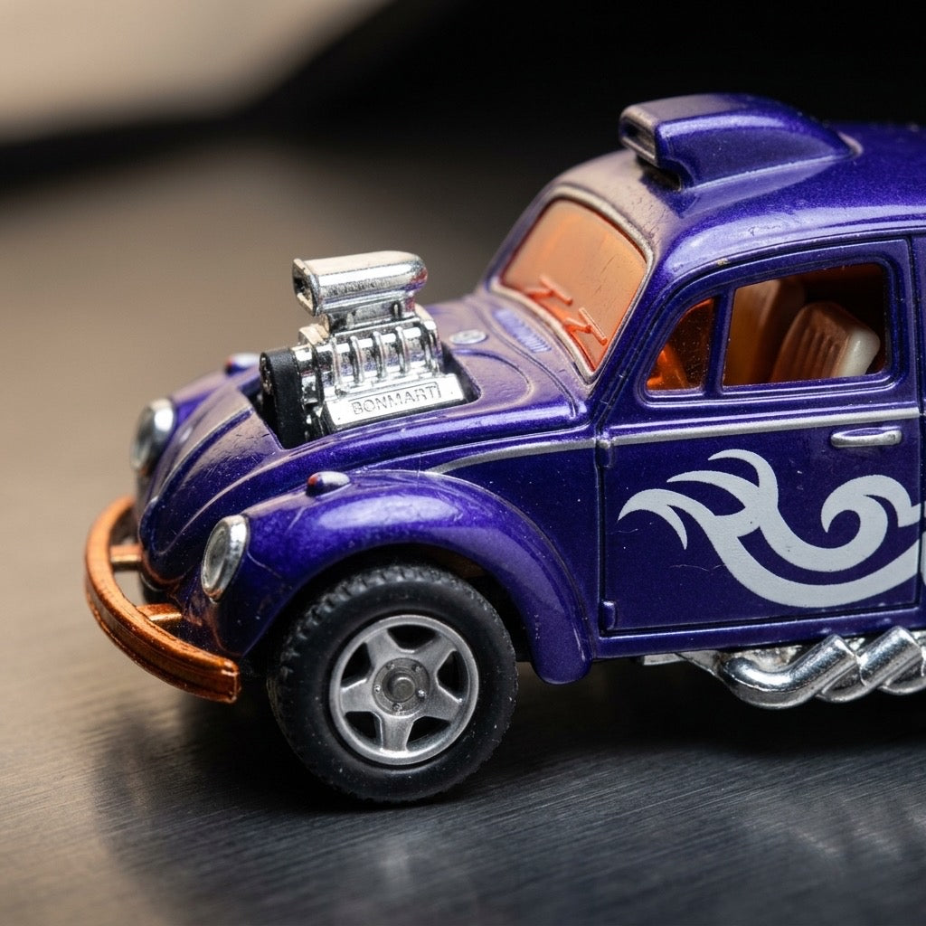 Kinsmart Volkswagen Beetle Dragster Pullback Toy — detail view