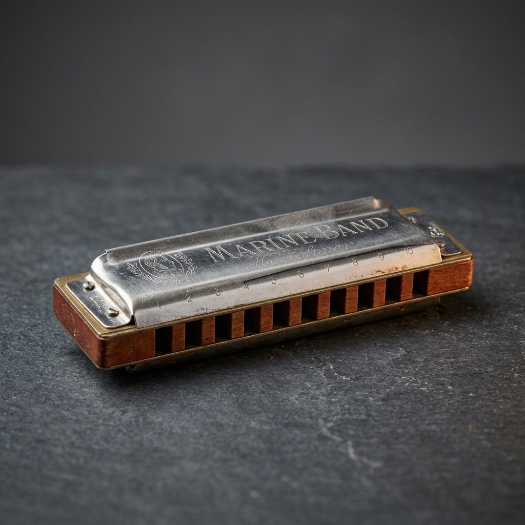 Vintage Hohner Marine Band Harmonicas — 1950s–1960s Era — detail view
