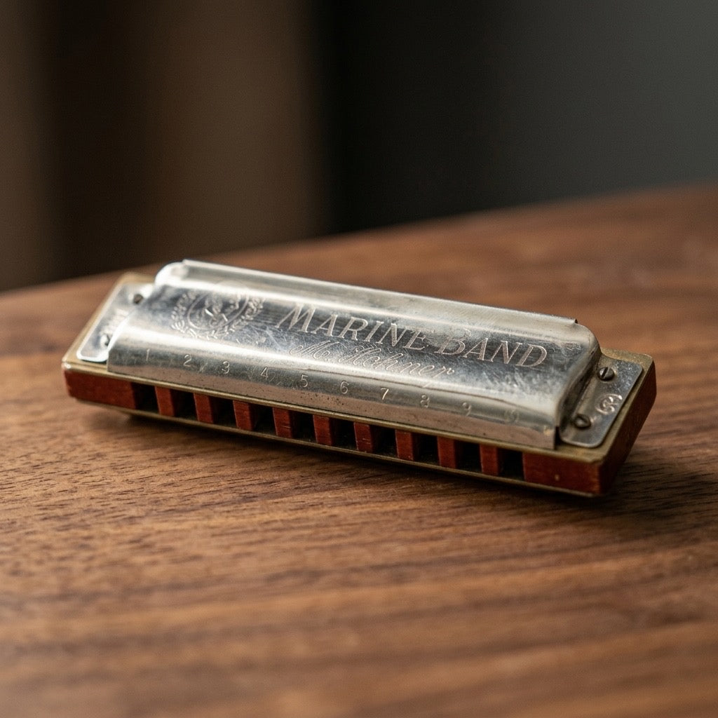 Vintage Hohner Marine Band Harmonicas — 1950s–1960s Era — detail view