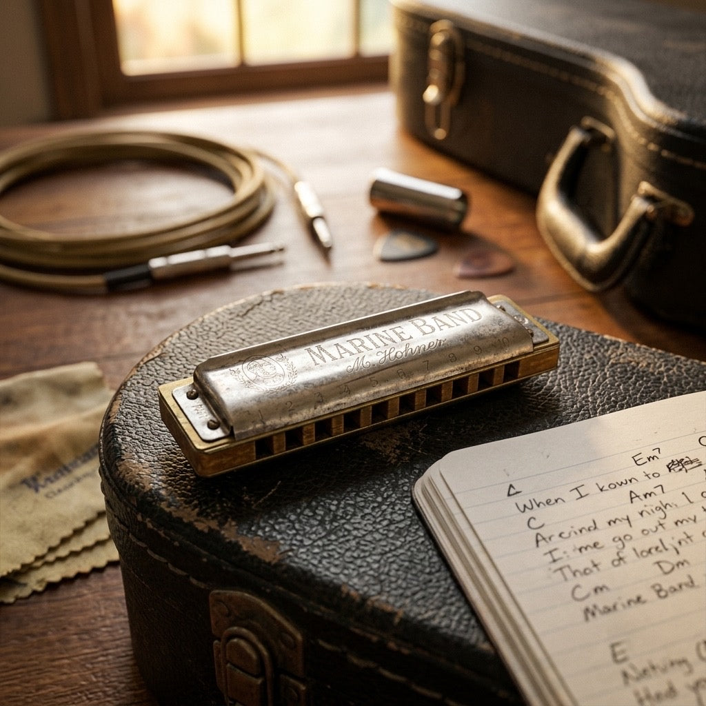 Vintage Hohner Marine Band Harmonicas — 1950s–1960s Era — detail view