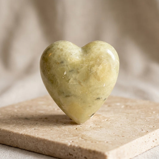 Yellow Calcite Heart Carving — Warm Golden Tone, Polished, 299g — main view