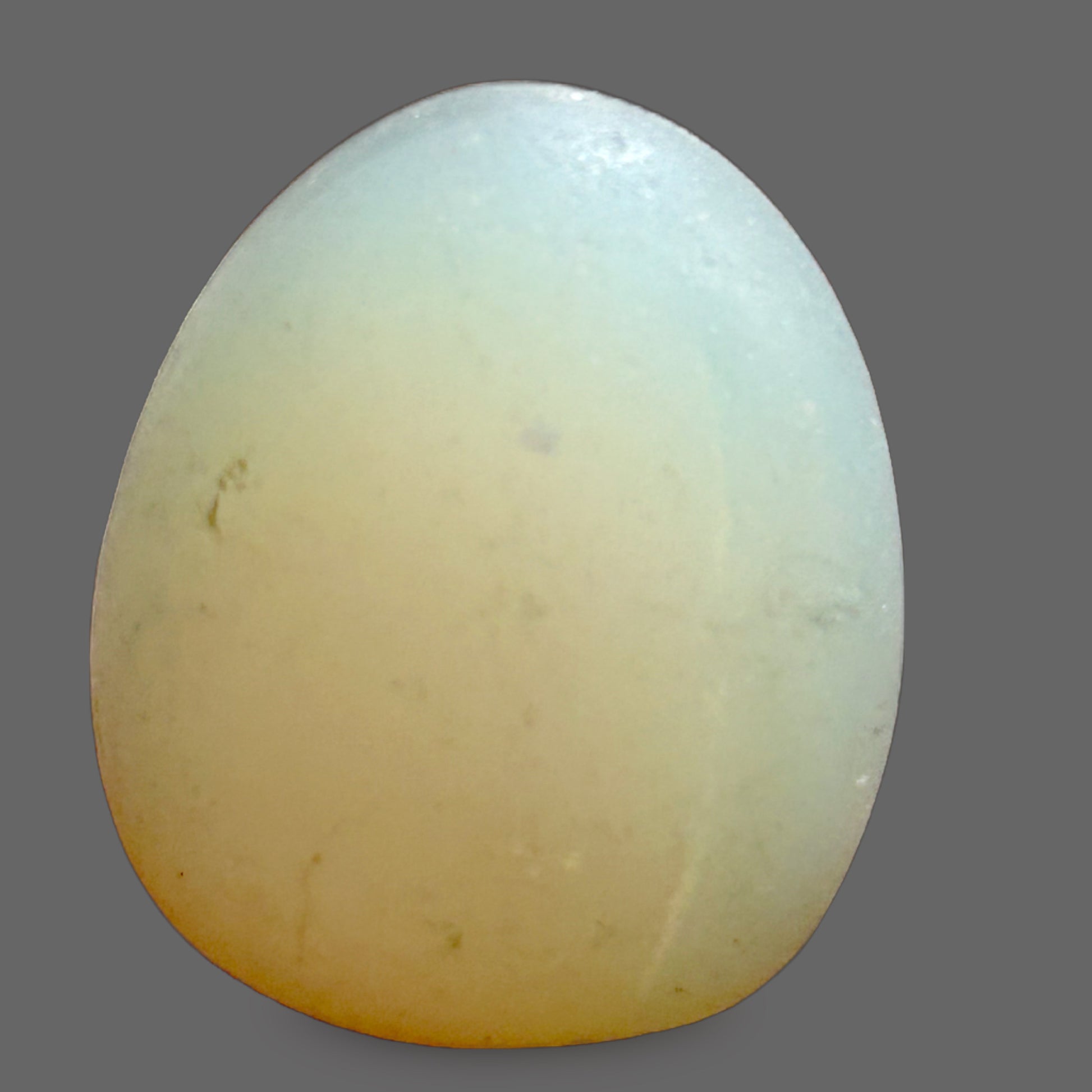 Opalite Glass Egg — Man-Made Iridescent Glass, Luminous Milky Glow, 102g — detail view