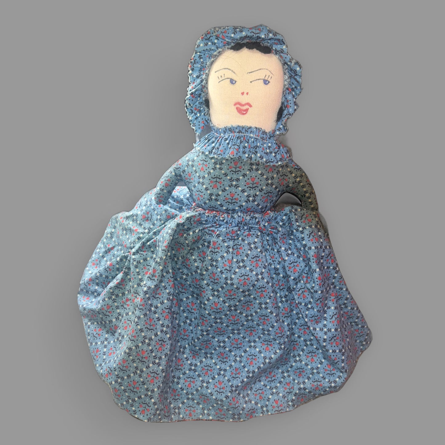Vintage Handmade Topsy Turvy Cloth Doll — Reversible Folk Toy — detail view