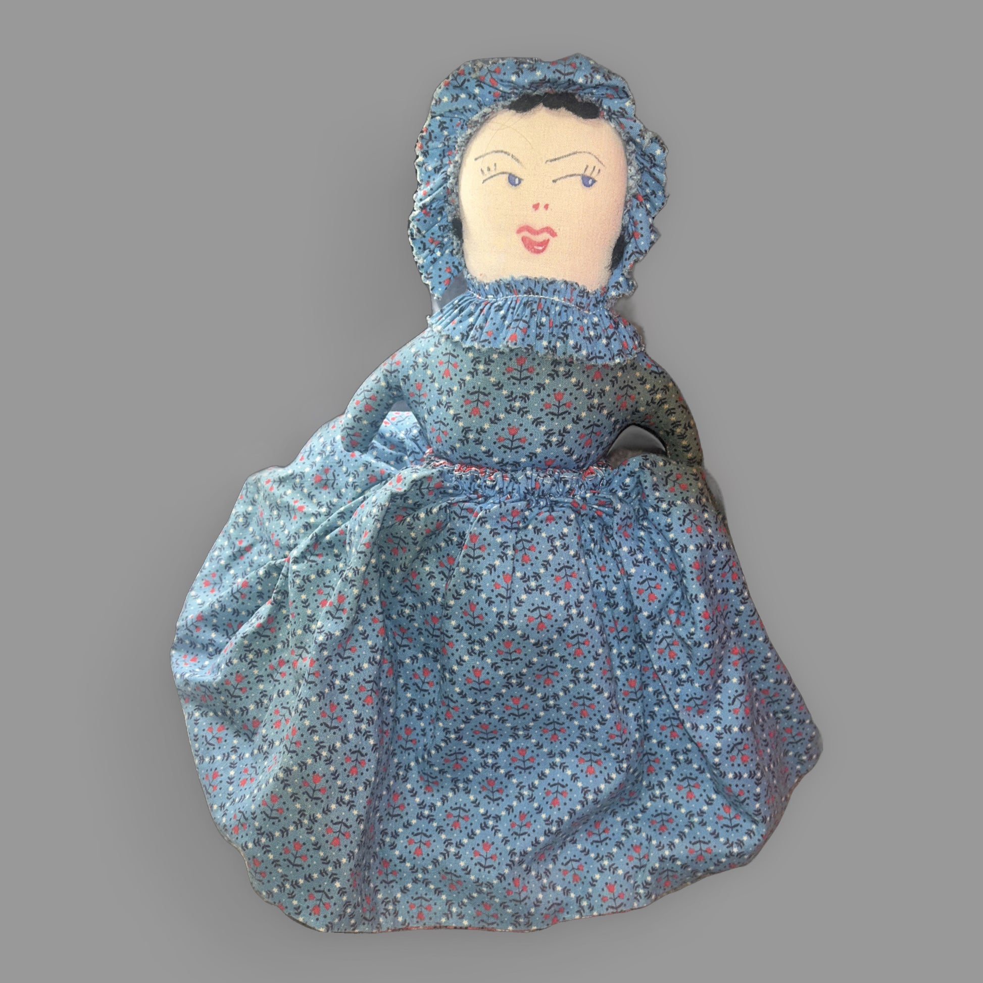 Vintage Handmade Topsy Turvy Cloth Doll — Reversible Folk Toy — detail view