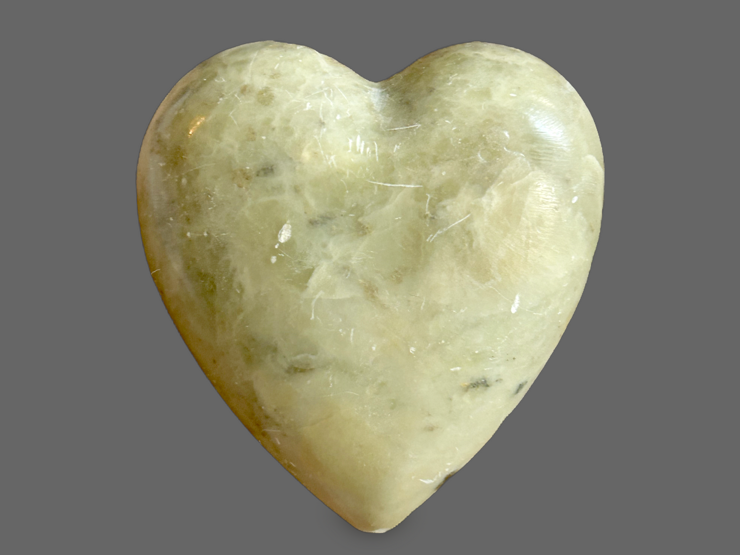 Yellow Calcite Heart Carving — Warm Golden Tone, Polished, 299g — detail view