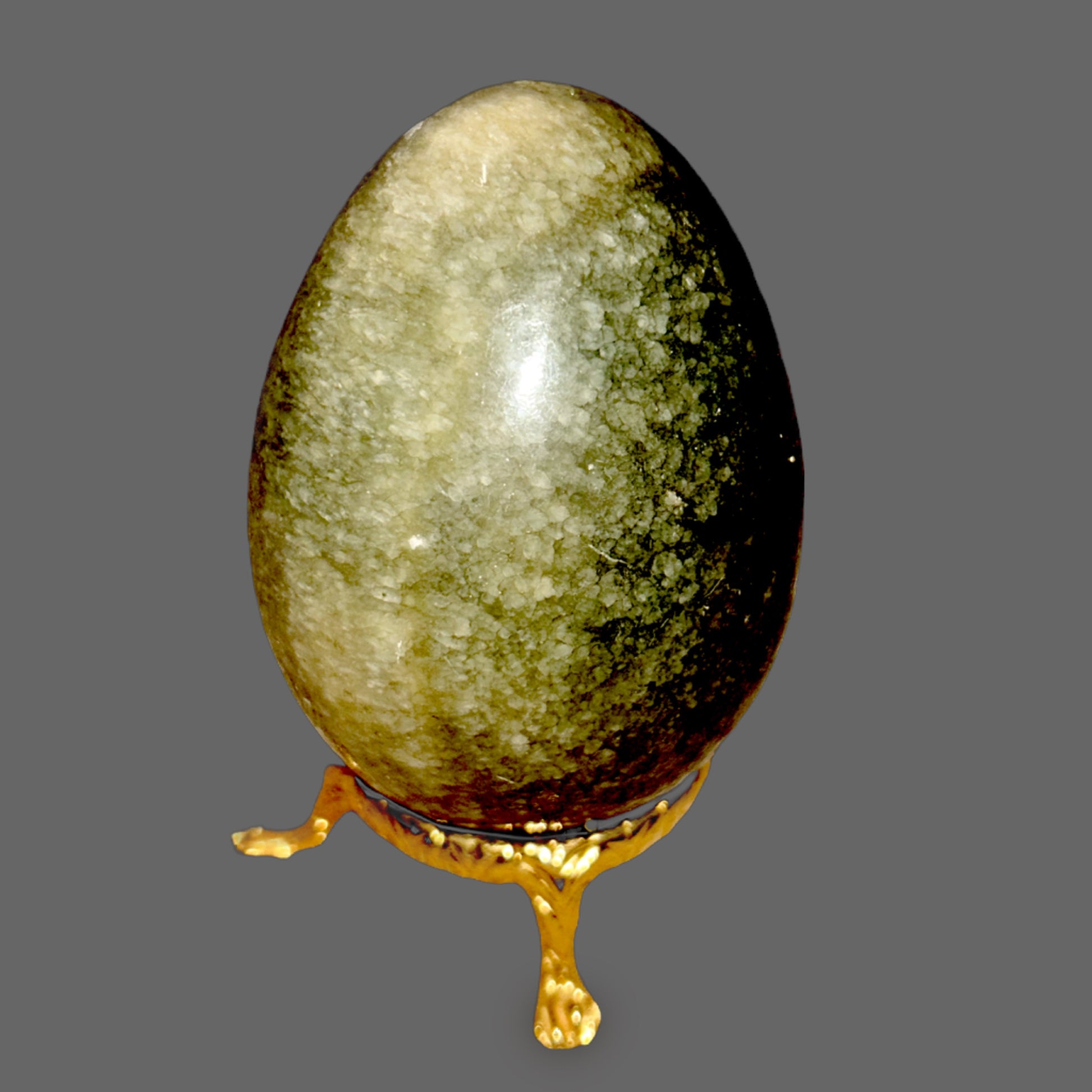 Vesuvianite Stone Egg — Polished Green, Idocrase Calcium Silicate, 261g — detail view