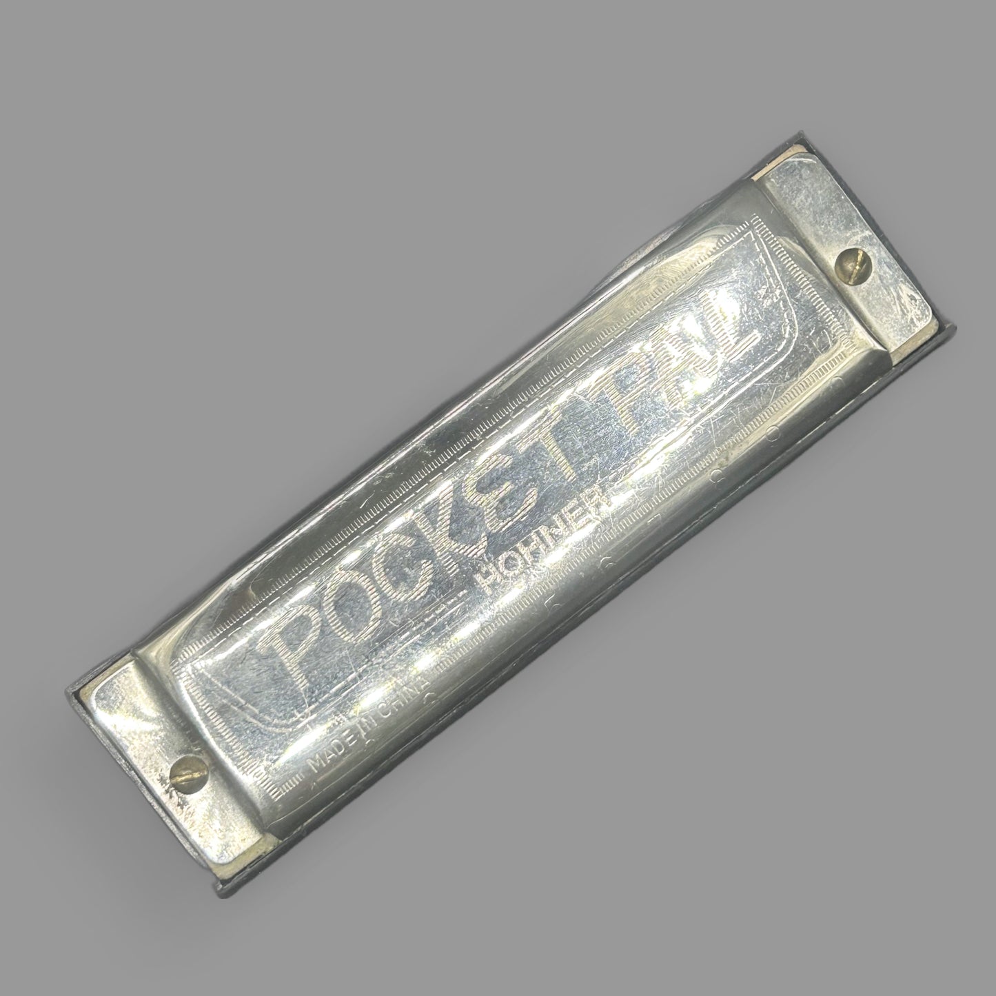 Vintage Hohner Pocket Pal Harmonica — Compact 10-Hole Blues Harp — detail view