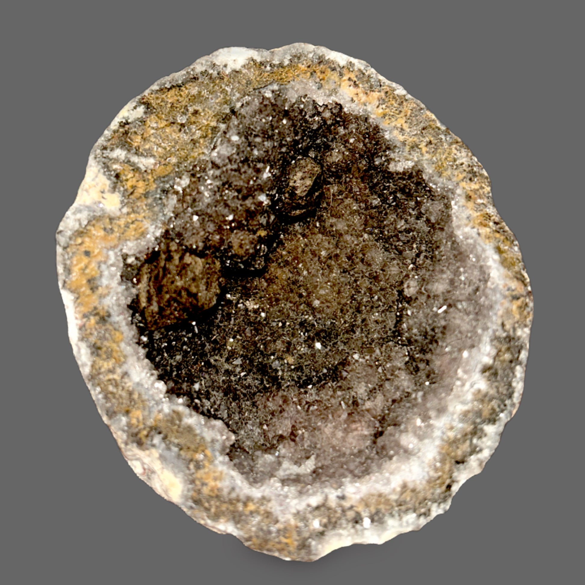 Choya Geode — Crystal-Lined Cactus Cavity, Quartz Interior, 382g — detail view
