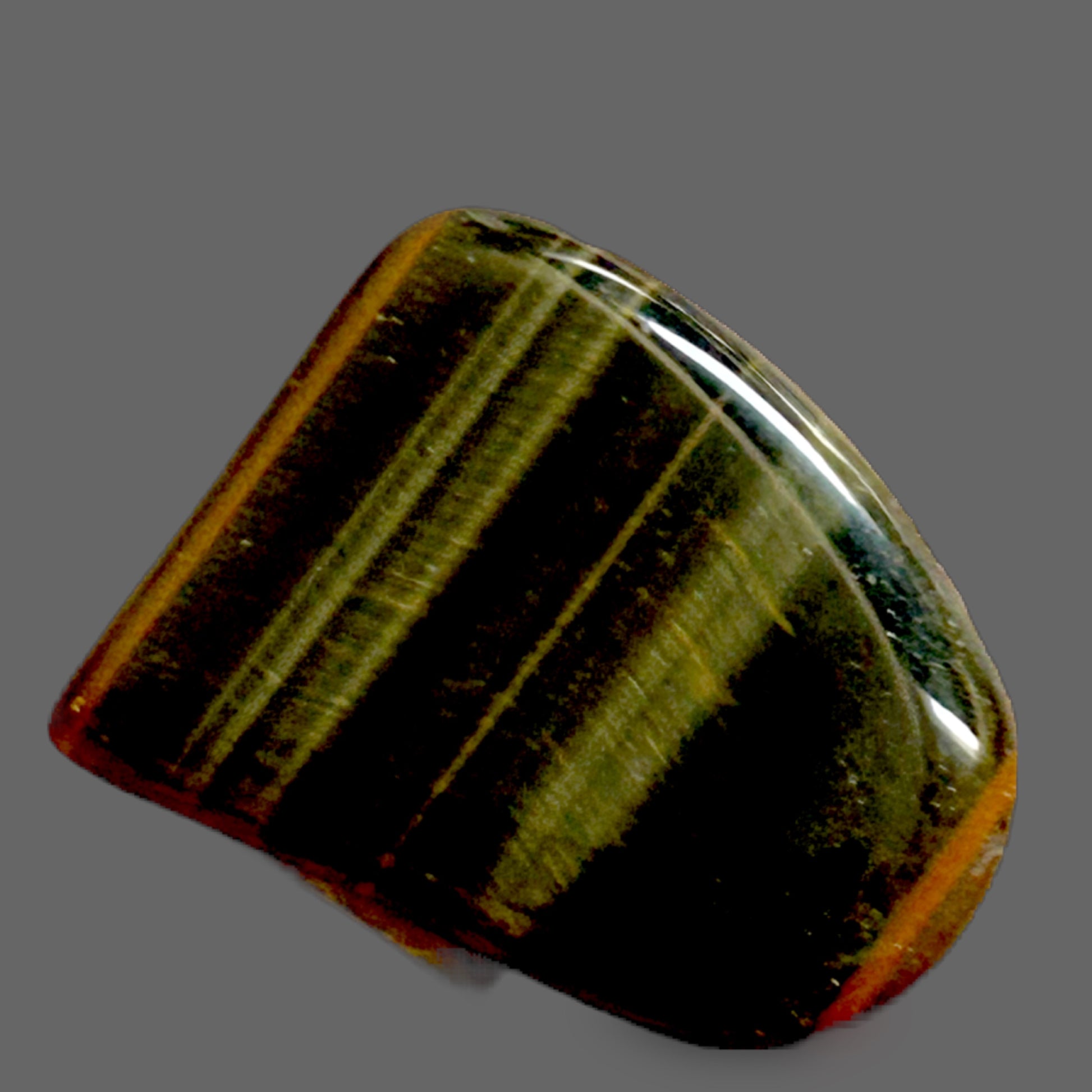 Tiger’s Eye Polished Freeform — Golden & Dark Brown Chatoyant Bands — main view