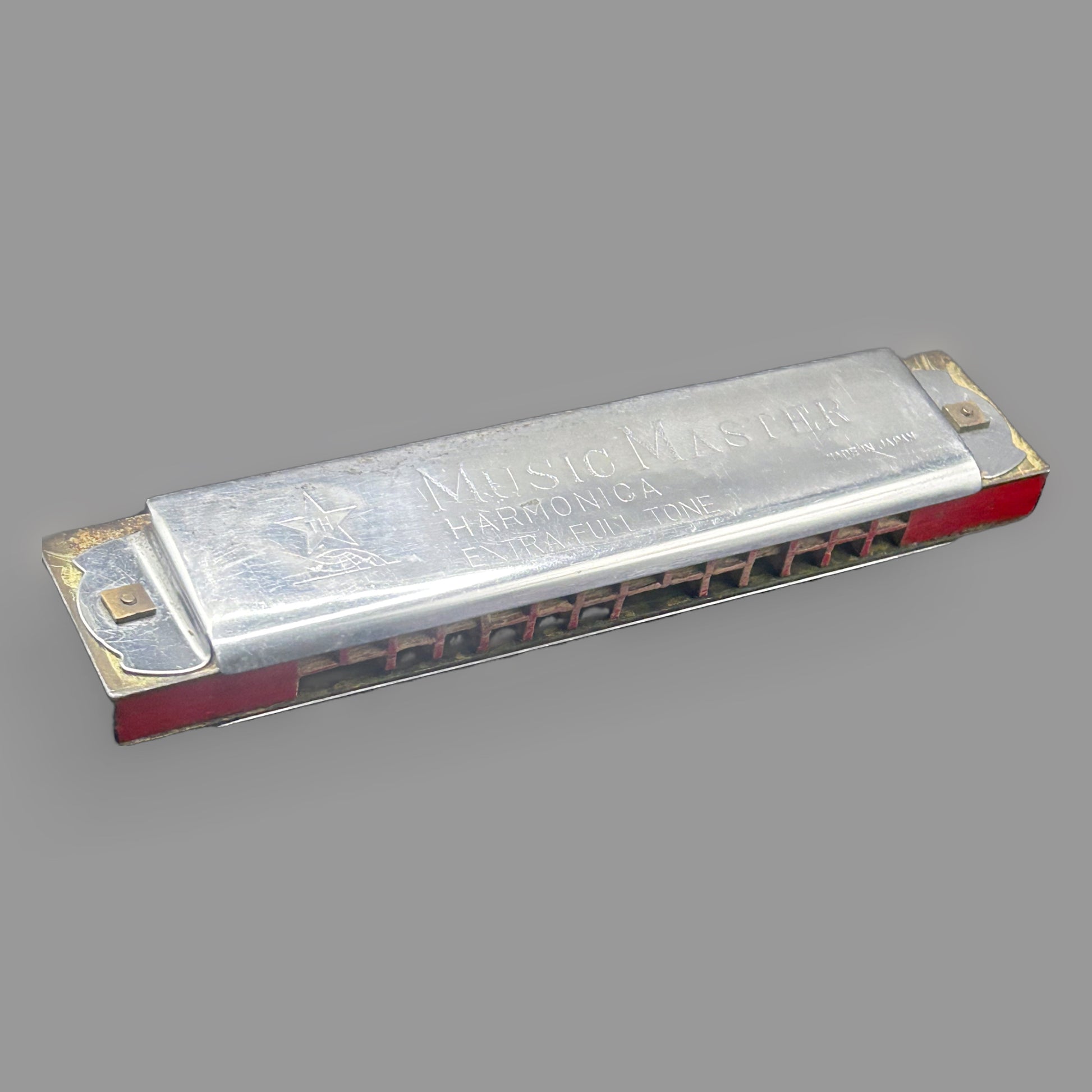 Music Master “Extra Full Tone” Vintage Harmonica — Made in Japan, Mid-Century — detail view