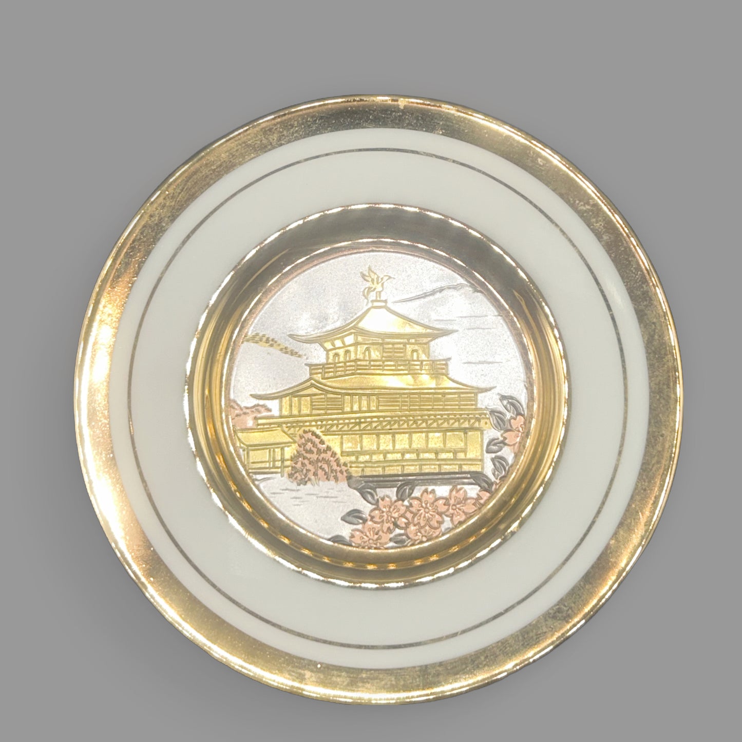 Vintage Japanese Chokin Art Collector Plate — Kinkaku-ji Golden Pavilion — main view