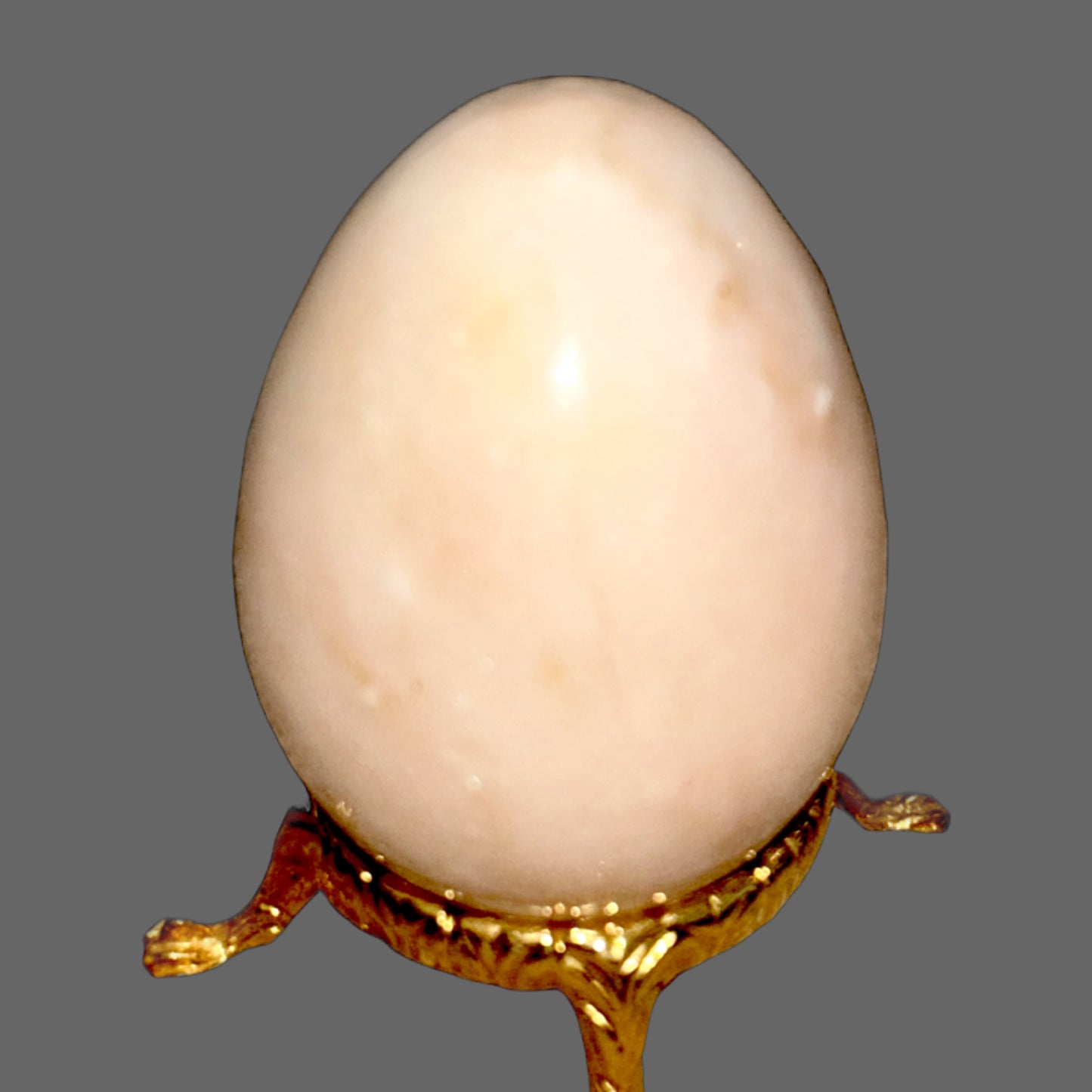 Cream & Blush Marble Stone Egg — Warm Pale Tone, Subtle Veining, 157g — main view