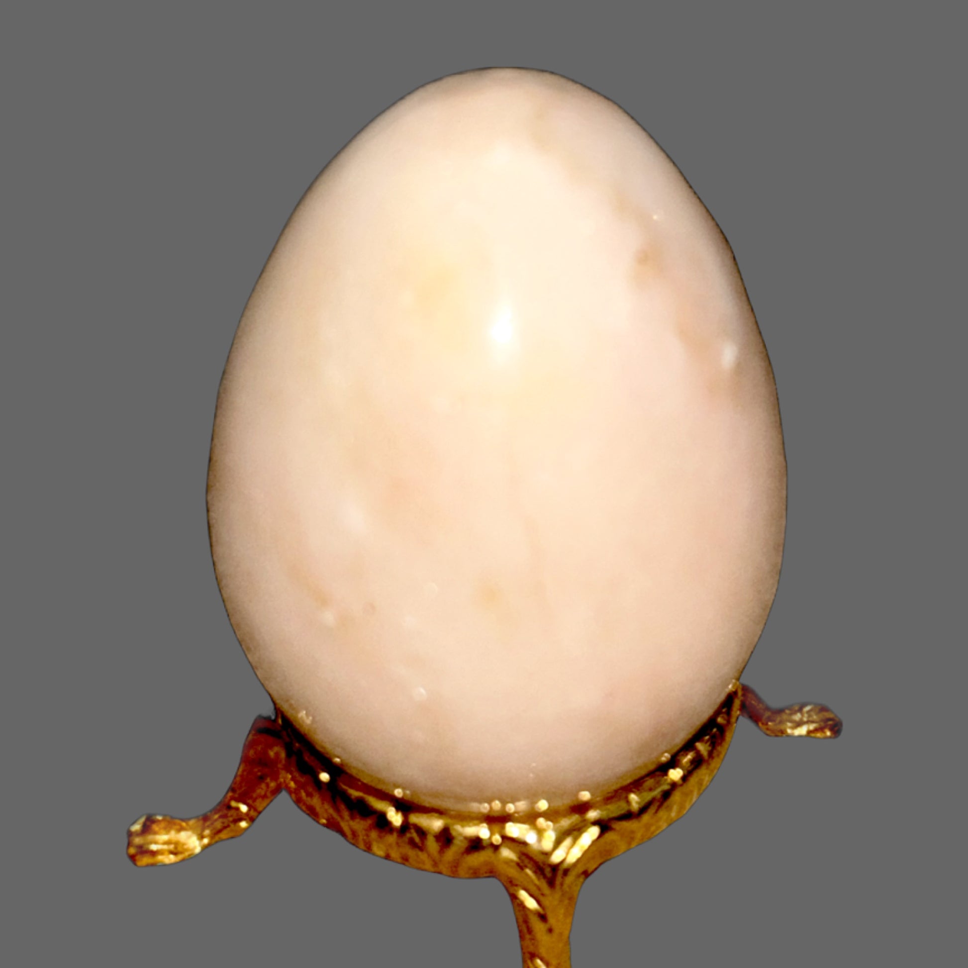 Cream & Blush Marble Stone Egg — Warm Pale Tone, Subtle Veining, 157g — main view