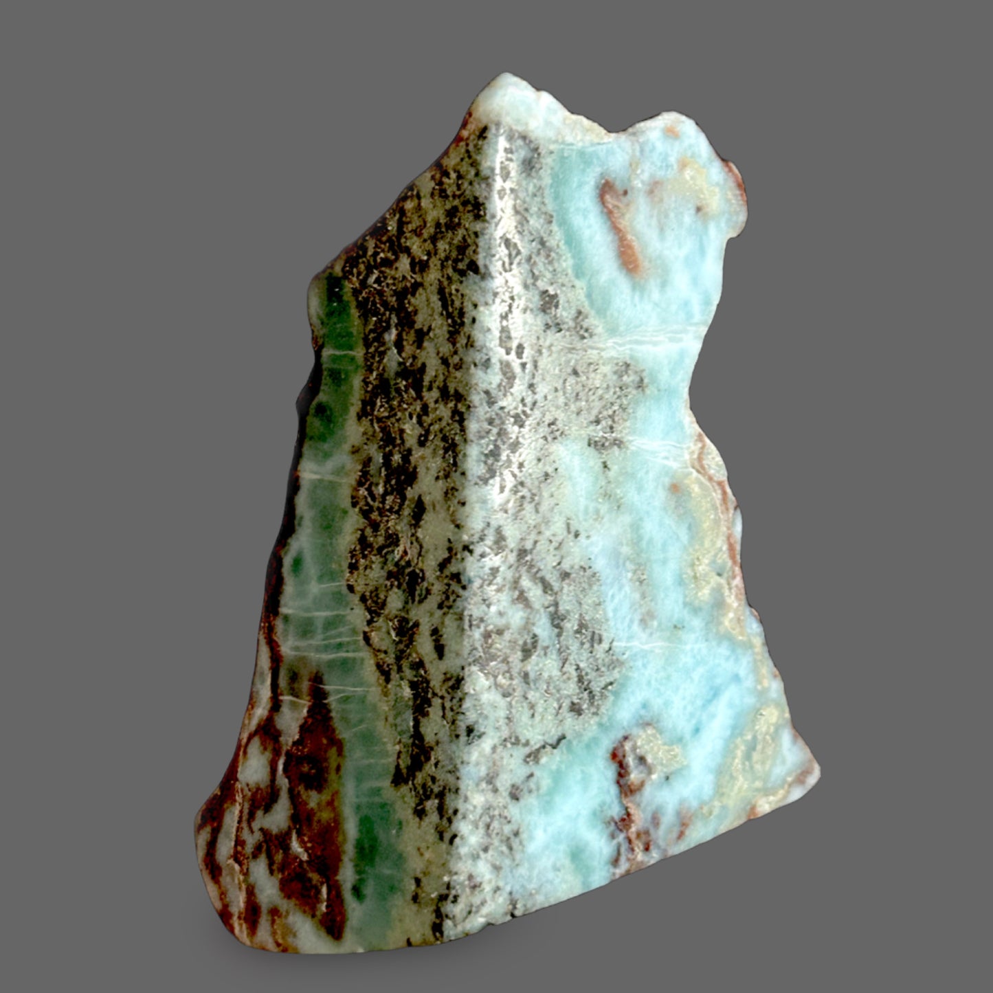 Larimar Specimen — Sky Blue & White, Dominican Volcanic Gemstone — detail view