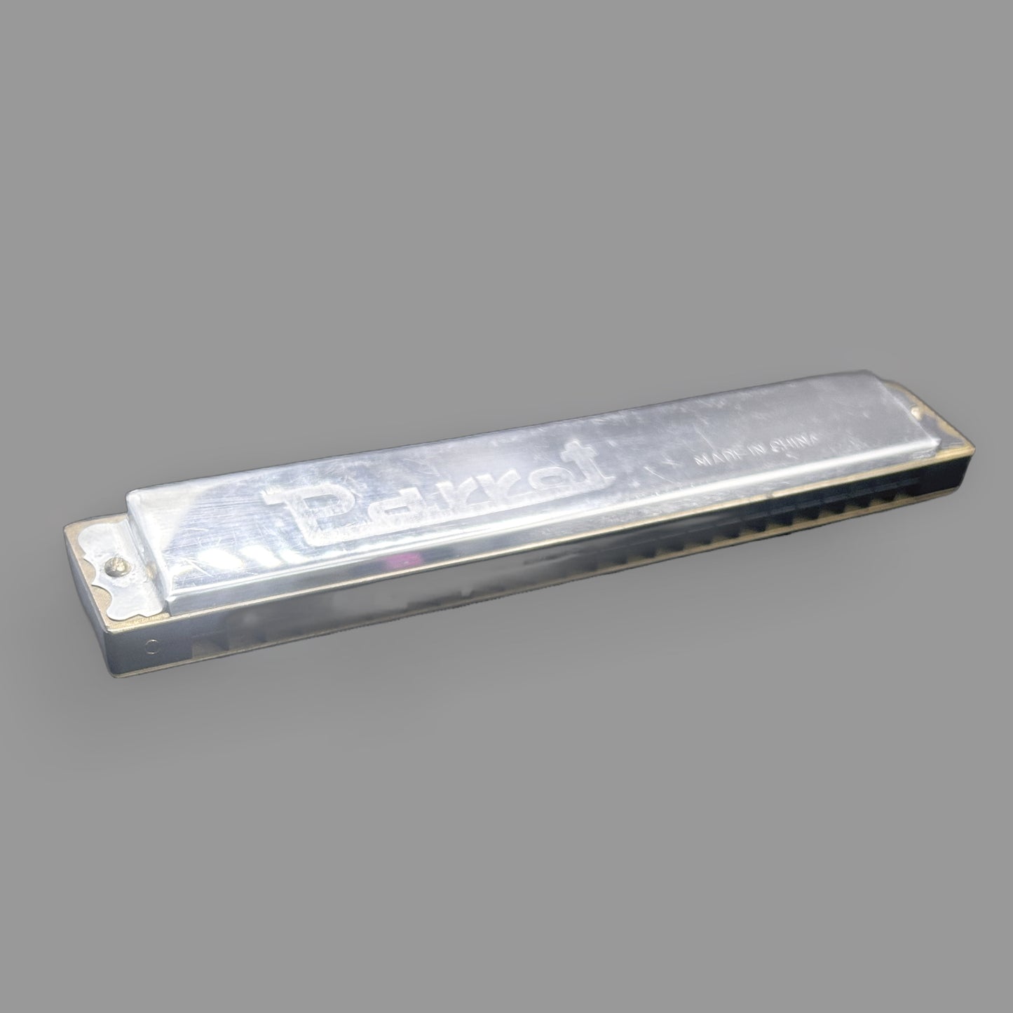 Vintage Parrot Tremolo Harmonica — Double Row Folk Instrument — detail view