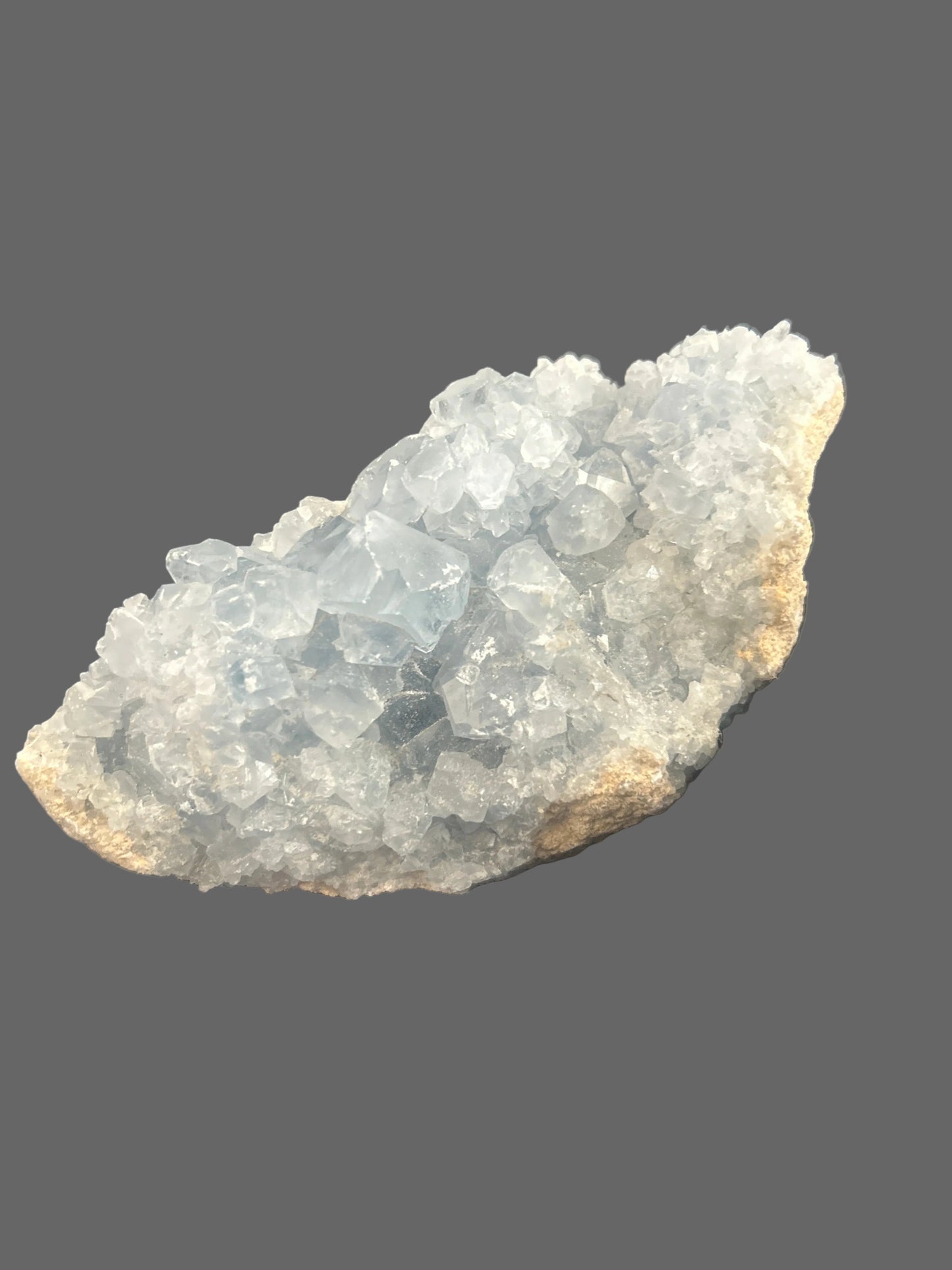Blue Celestite Crystal Cluster — Pale Sky Blue, Natural Formation, 389g — detail view