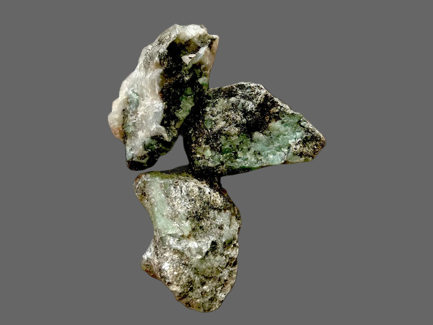 Emerald in Matrix — Raw Rough Specimen, Green Beryl in Host Rock, 62g — detail view