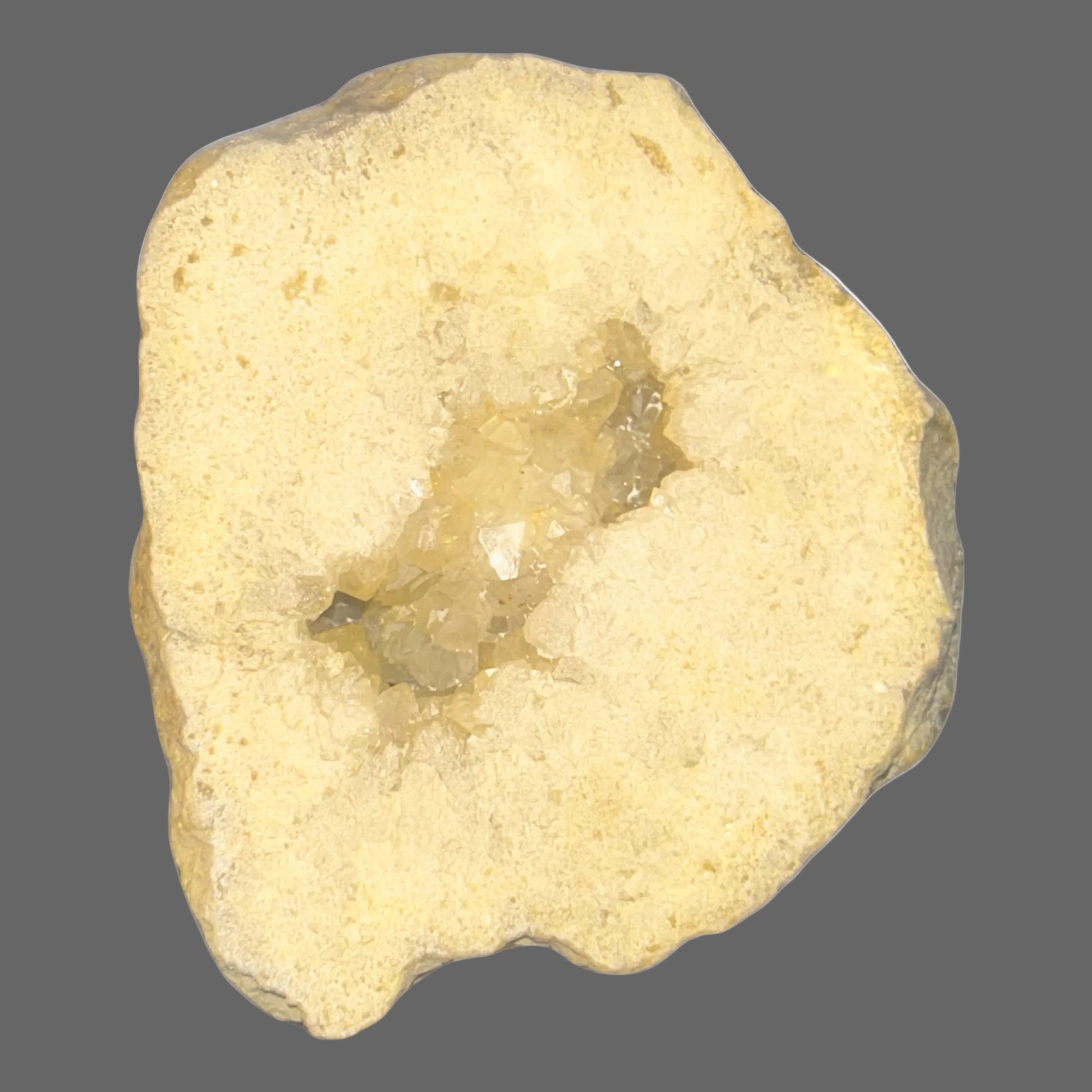 Keokuk Geode — Quartz Crystal Interior, Ancient Seabed Formation, 501g — detail view