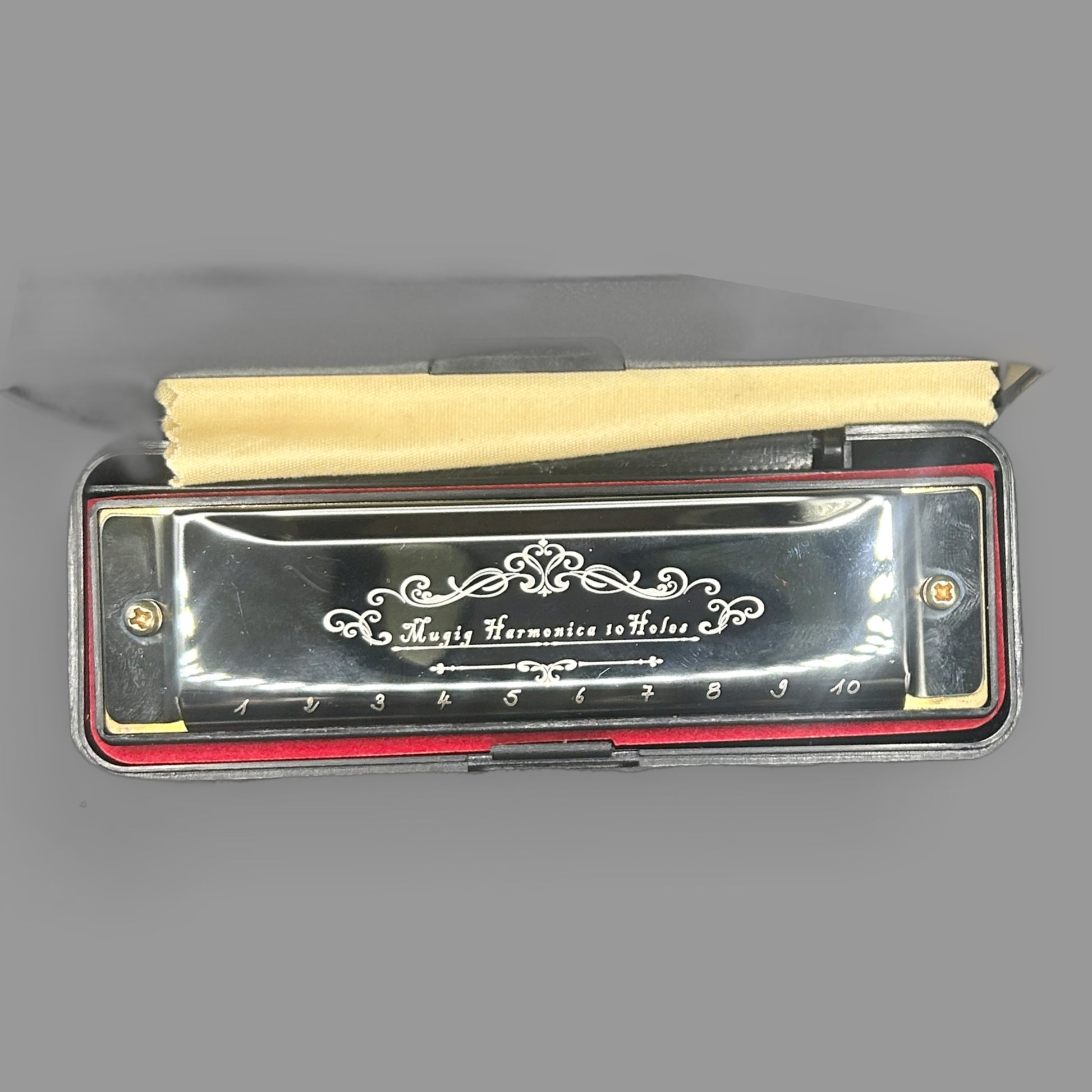 Mugig 10-Hole Diatonic Harmonica — Key of C, Silver Finish — detail view
