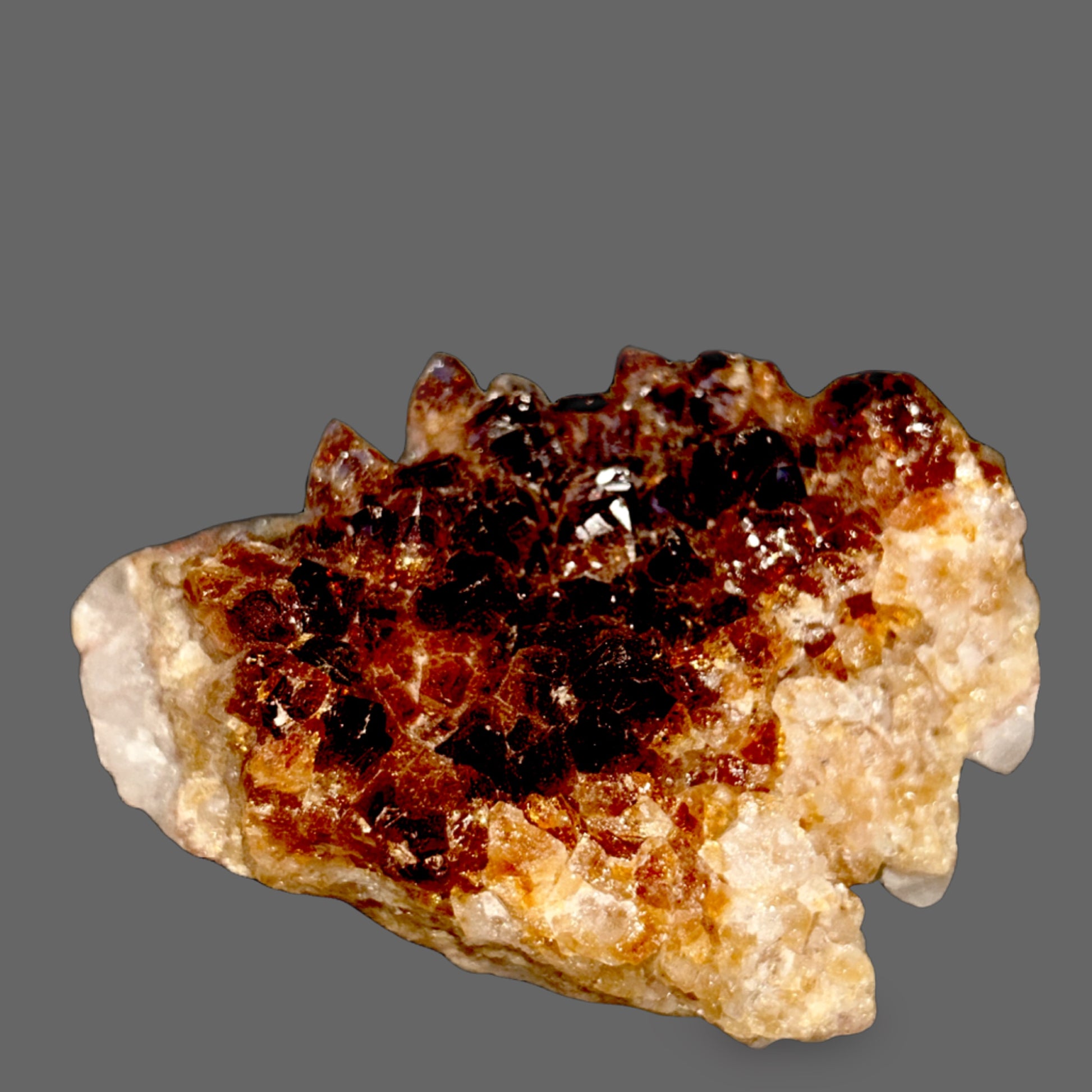 Citrine Crystal Cluster — Warm Golden Quartz Points, 237g — detail view