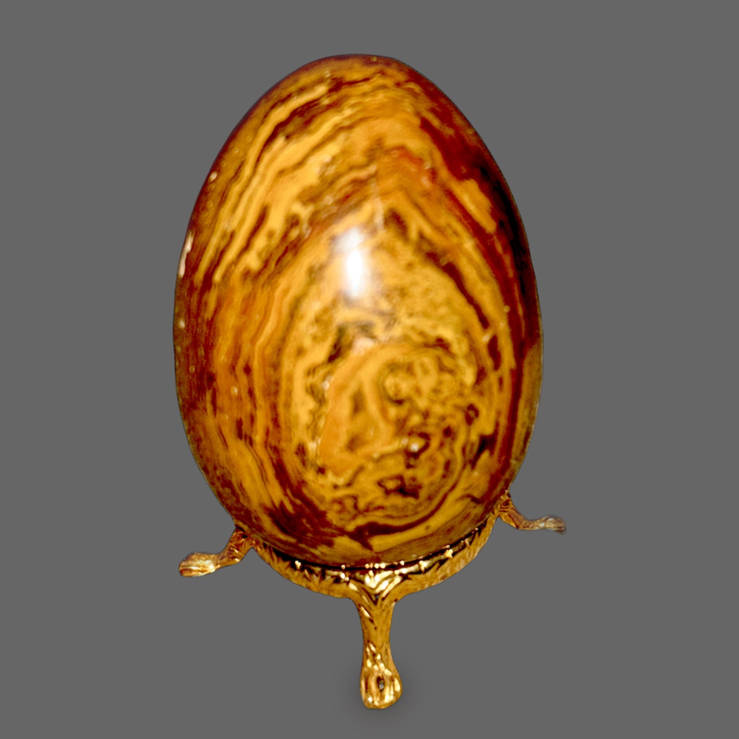 Banded Onyx Egg — Layered Chalcedony, Natural Banding, 254g — detail view