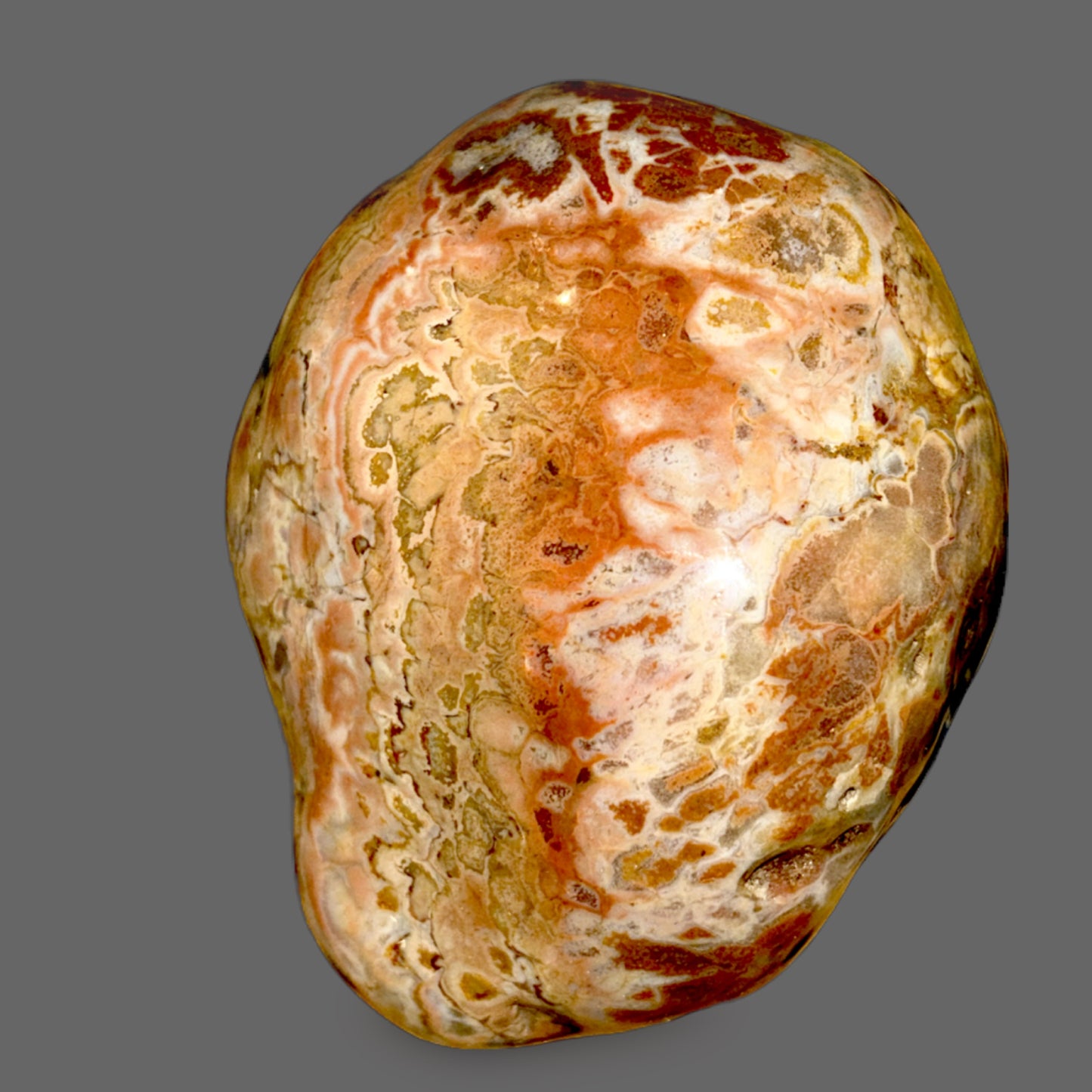 Lake Superior Agate — Large Banded Specimen, Iron-Red Chalcedony, 1,288g (2.84 lb) — detail view