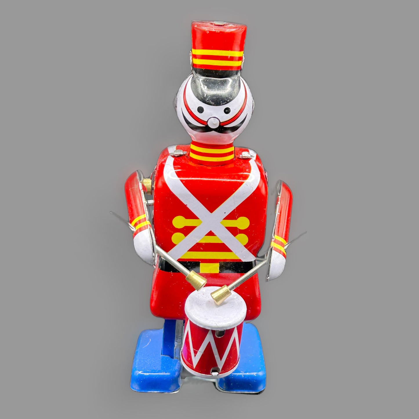 Vintage Linemar Marx Disney Babes in Toyland Tin Wind-Up Soldier Drummer — detail view