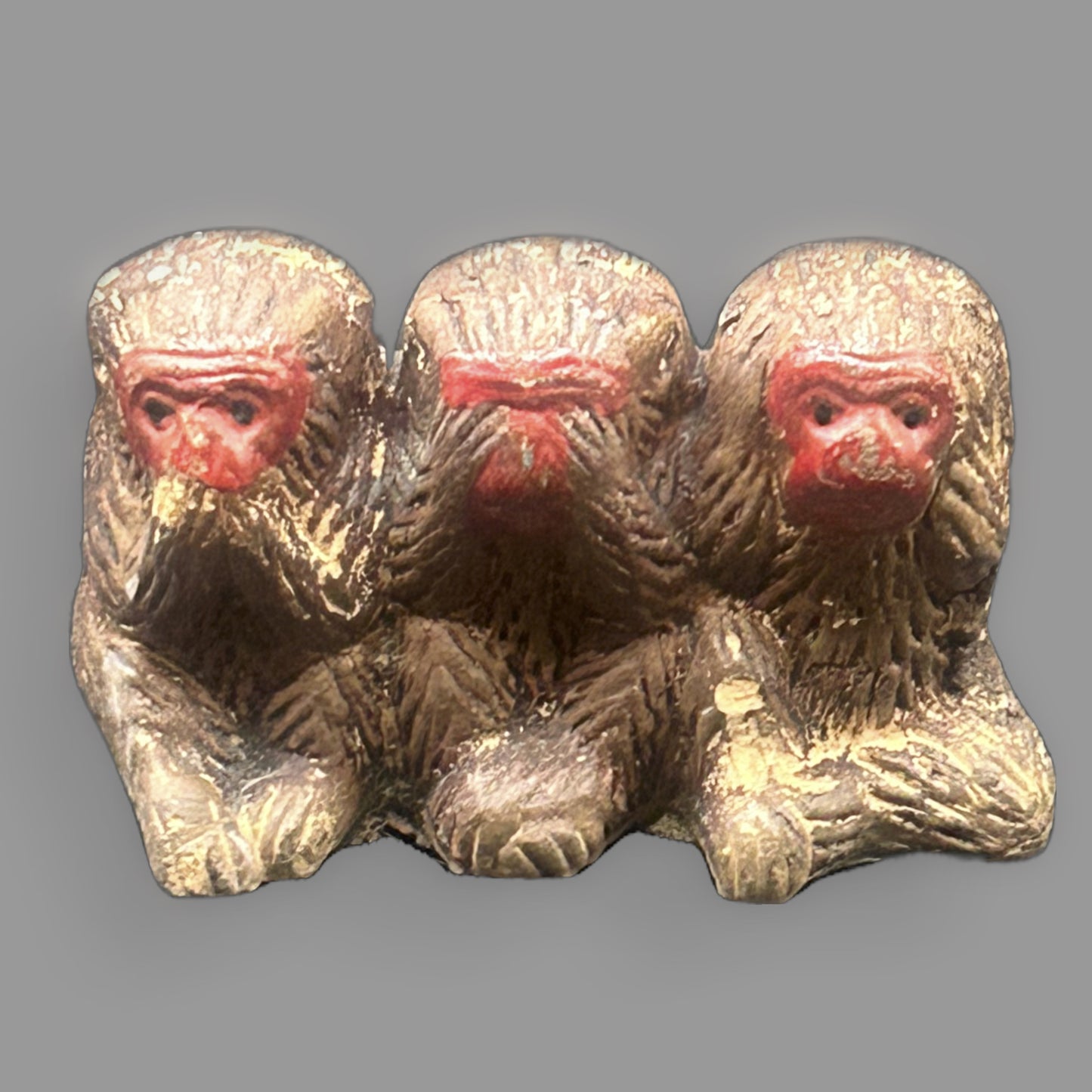 Three Wise Monkeys Figurine — See No Evil, Hear No Evil, Speak No Evil — detail view