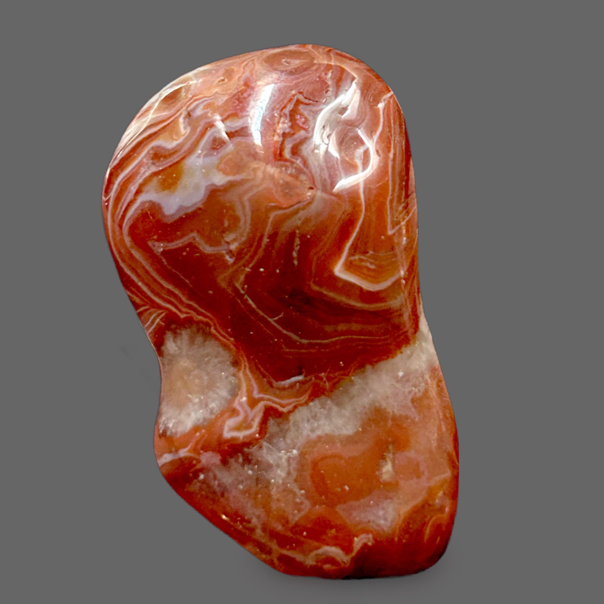 Lake Superior Agate — Iron-Banded Fortification Pattern, Glacial Tumbled, 52g — main view
