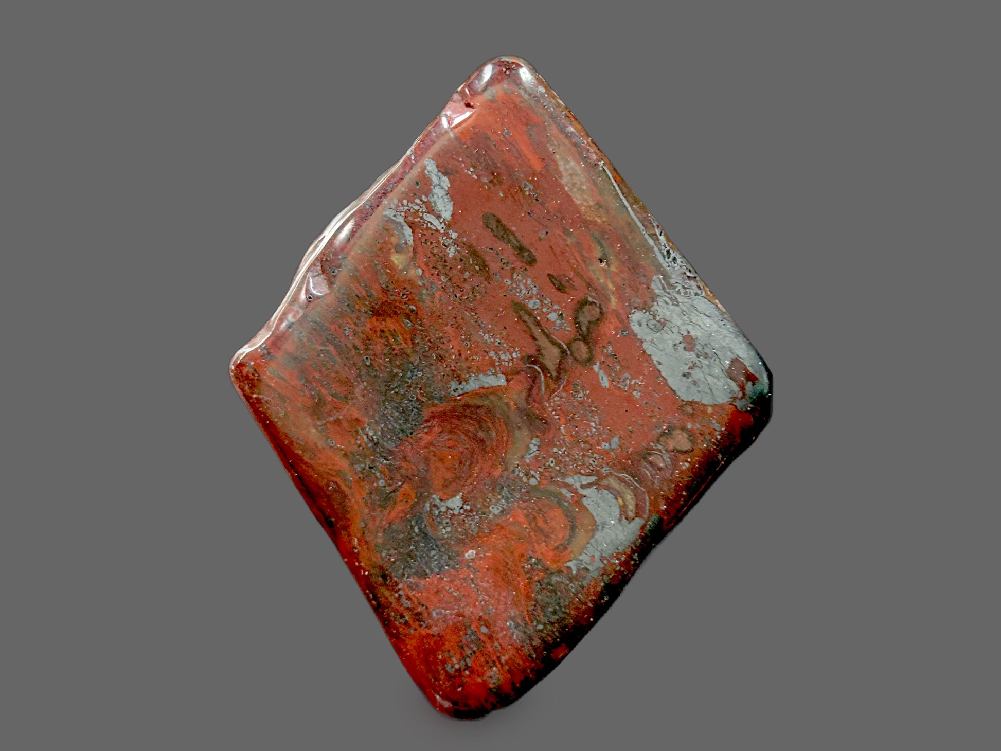 Red Jasper Diamond Cabochon — Polished, Brick Red & Russet, 89g — detail view