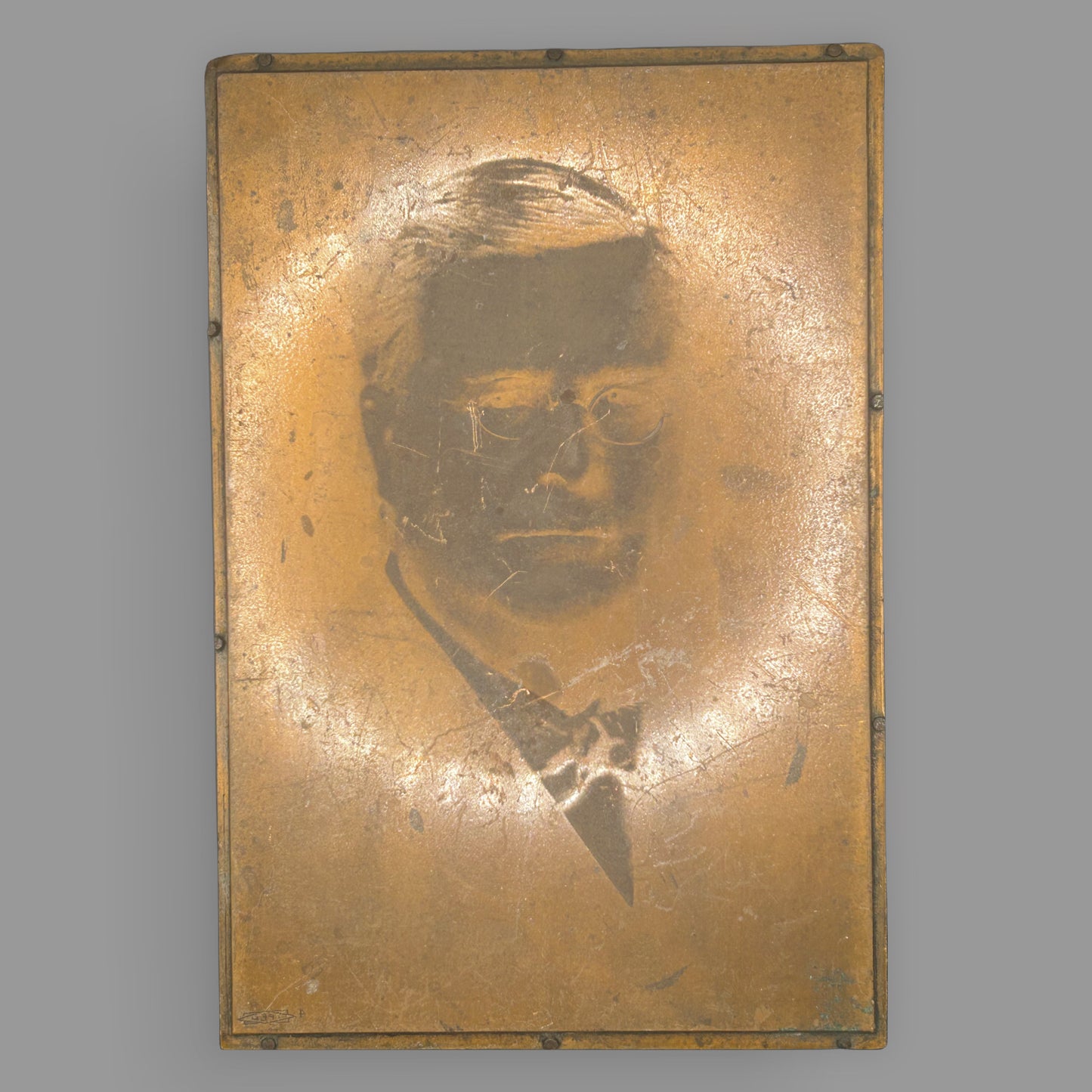Theodore Roosevelt Portrait Printing Plate — detail view