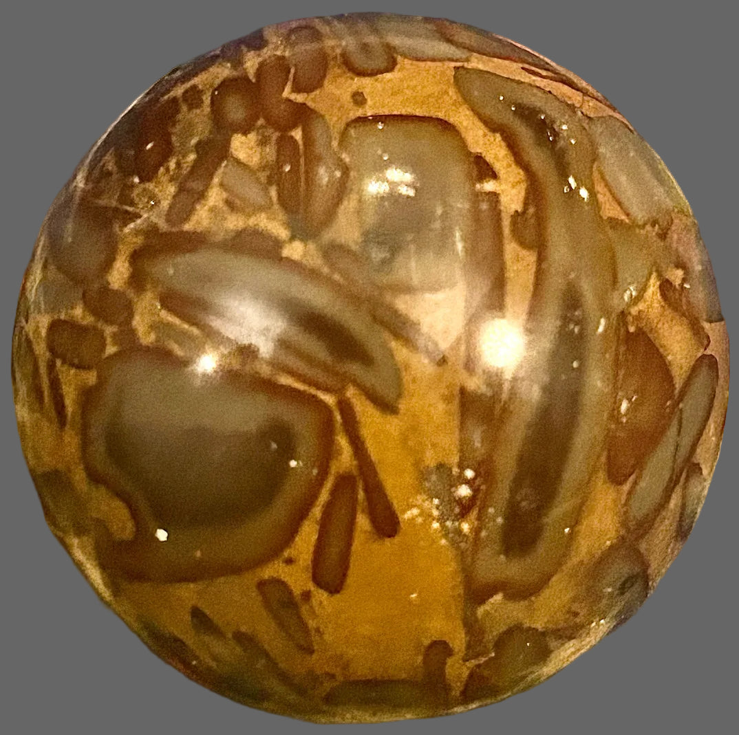 Bamboo Jasper Sphere — Organic Striations, Earth Tones, 134g — detail view