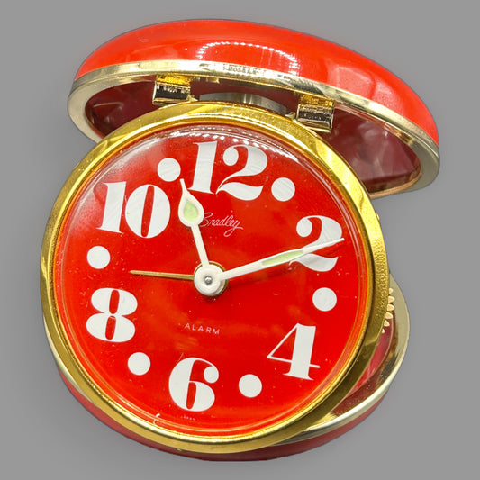 Bradley Vintage Red Folding Travel Alarm Clock — main view