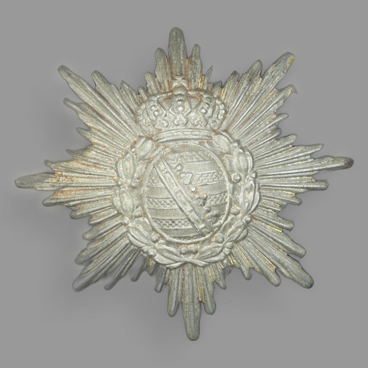 Imperial German Saxon Pickelhaube Star Wappen Badge — detail view